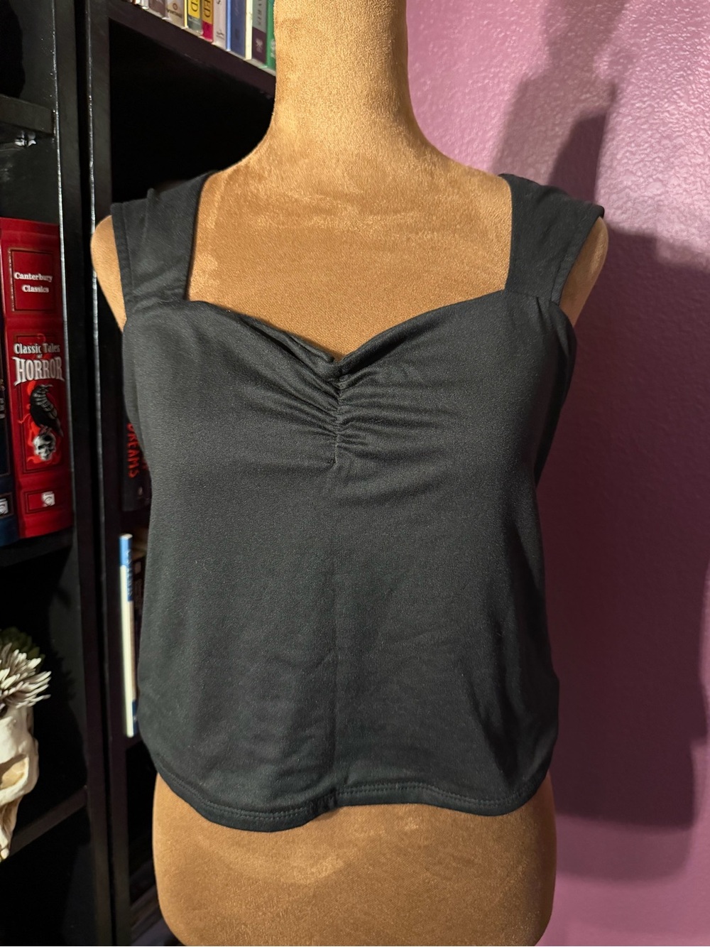 Harper Black Ruched Sweetheart Tank Top